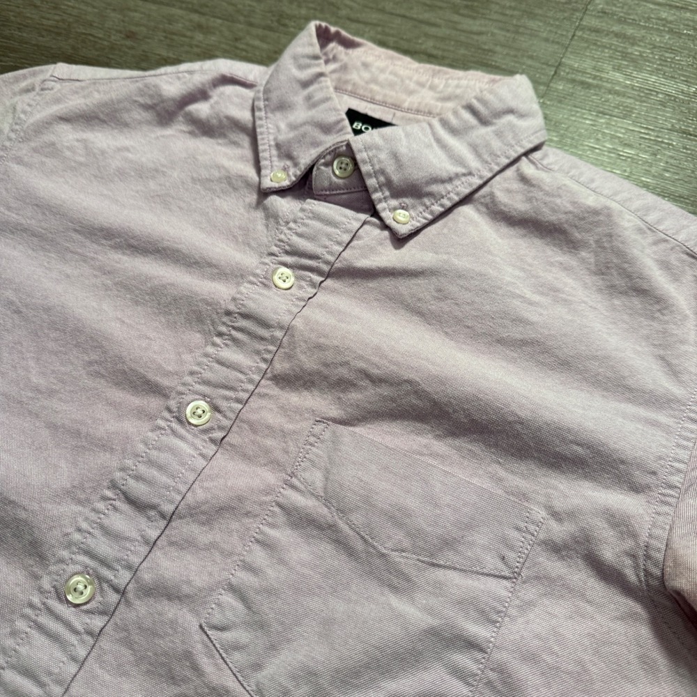 Bonobos Shirt Mens Small Pink Slim Fit 100% Cotton Oxford Short Sleeve Button UP